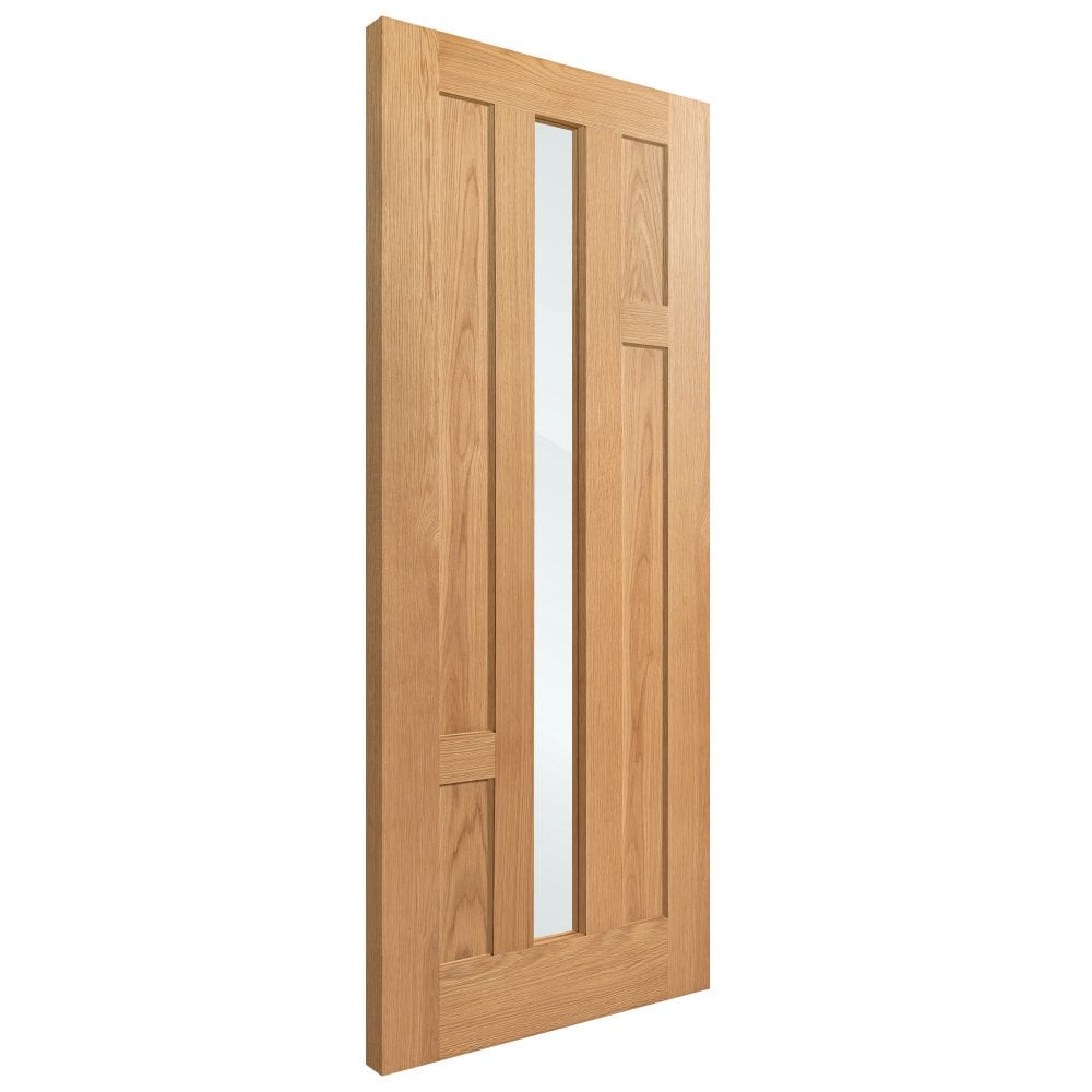 Oak Internal Fully Finished Stamford 4 Panel 1 Light Clear Glass Door (108075)