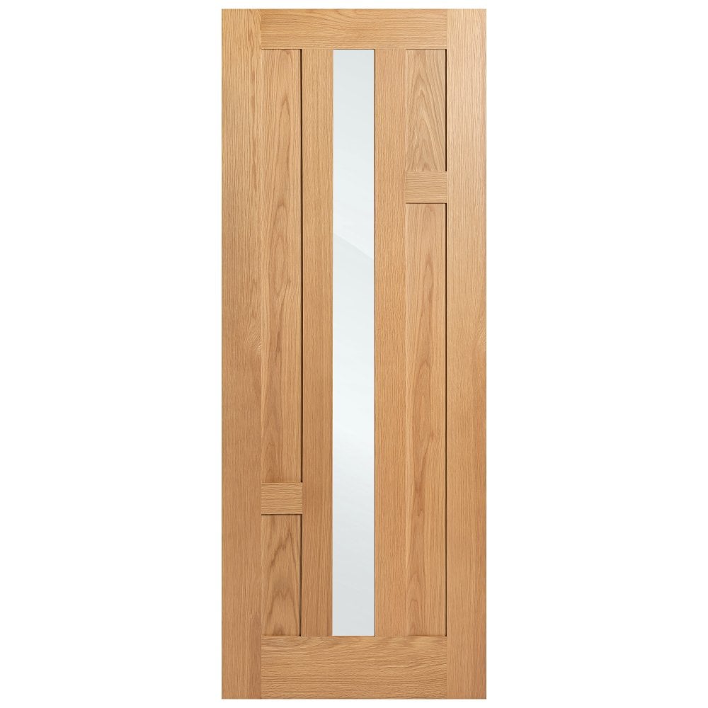 Oak Internal Fully Finished Stamford 4 Panel 1 Light Clear Glass Door (108075)