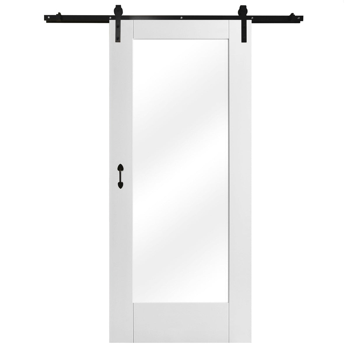 Internal Primed Pattern 10 Industrial Track Sliding 1 Light Clear Glass Door