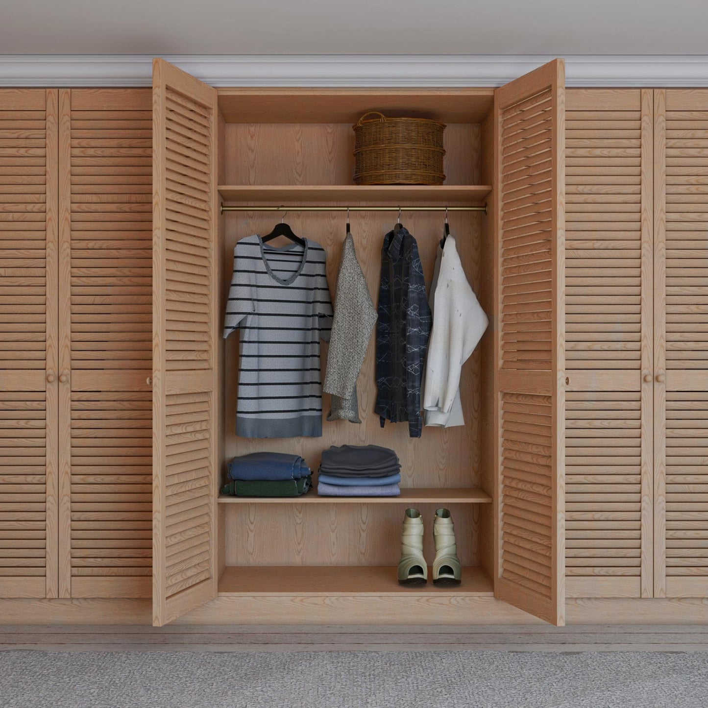 28mm Clear Pine Open Louvre Door