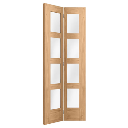 Oak Internal Unfinished Bi-fold Shaker 4 Light Clear Glass Door (108134)