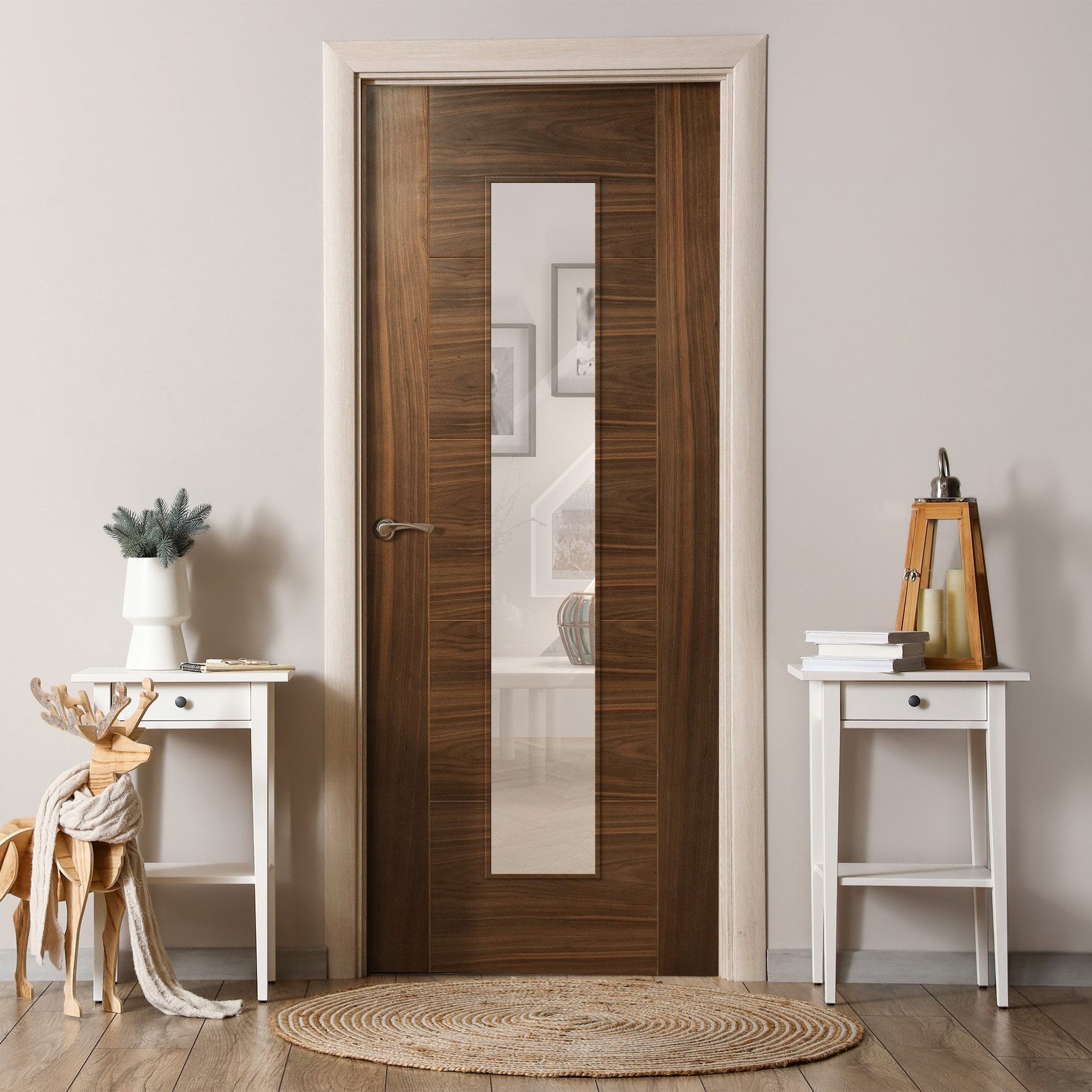 Internal Walnut Fully Finished Milano 1 Light Clear Glass Door