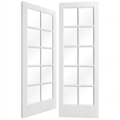 White Internal Primed SA 10 Light Clear Glass Pair Door (108513)