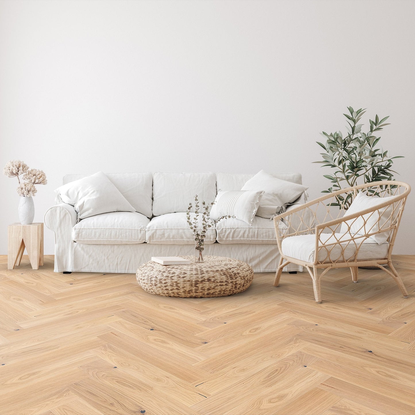 Bianco Oak - Manor Herringbone Parquet 14mm Matt UV lacquer Engineered Real Wood Flooring (108538)