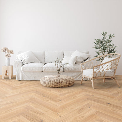 Bianco Oak - Manor Herringbone Parquet 14mm Matt UV lacquer Engineered Real Wood Flooring (108538)