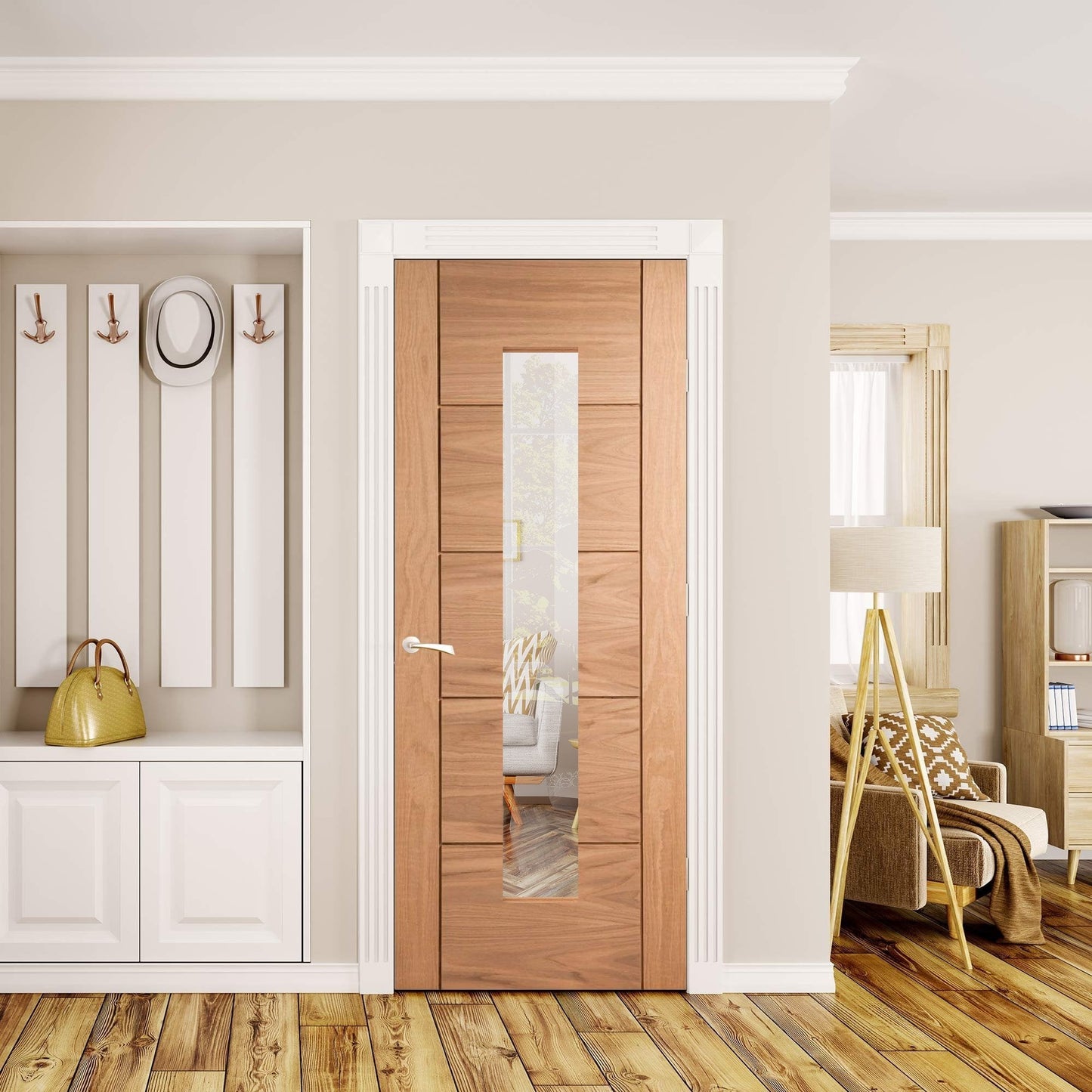 Oak Internal Unfinished Parma 1 Light Clear Glass Door (106922)