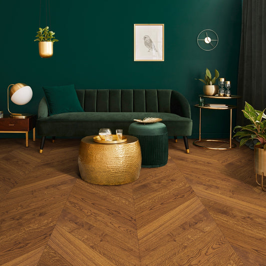 Honey Oak - Chevron 15mm Matt UV lacquer Engineered Real Wood Flooring (108332)