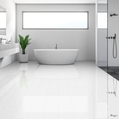 White - Lustre SPC 6mm High Gloss Rigid Core Vinyl Flooring (109179)