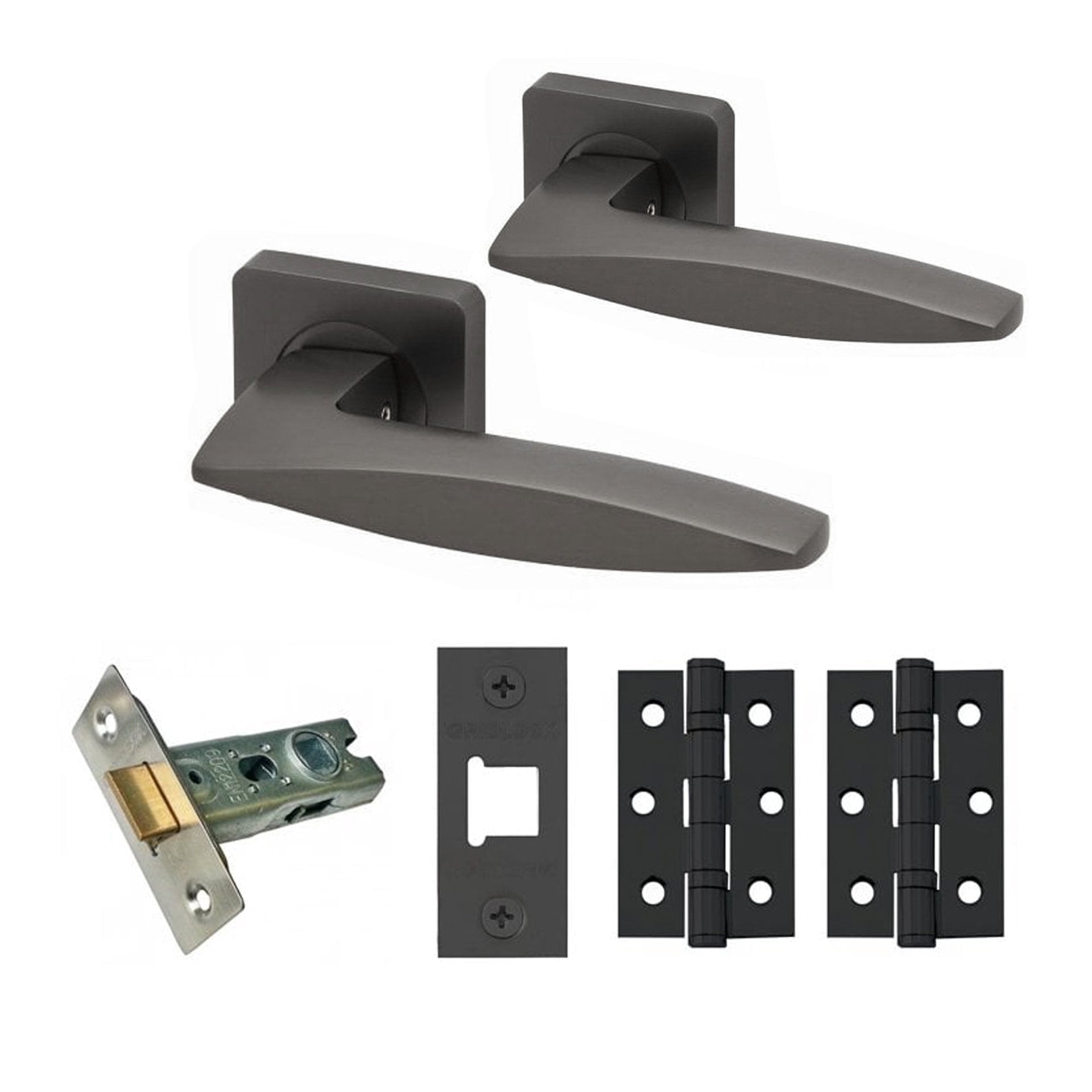 Sable Internal Lever Handle On Square Rose Handle Set Gun Metal