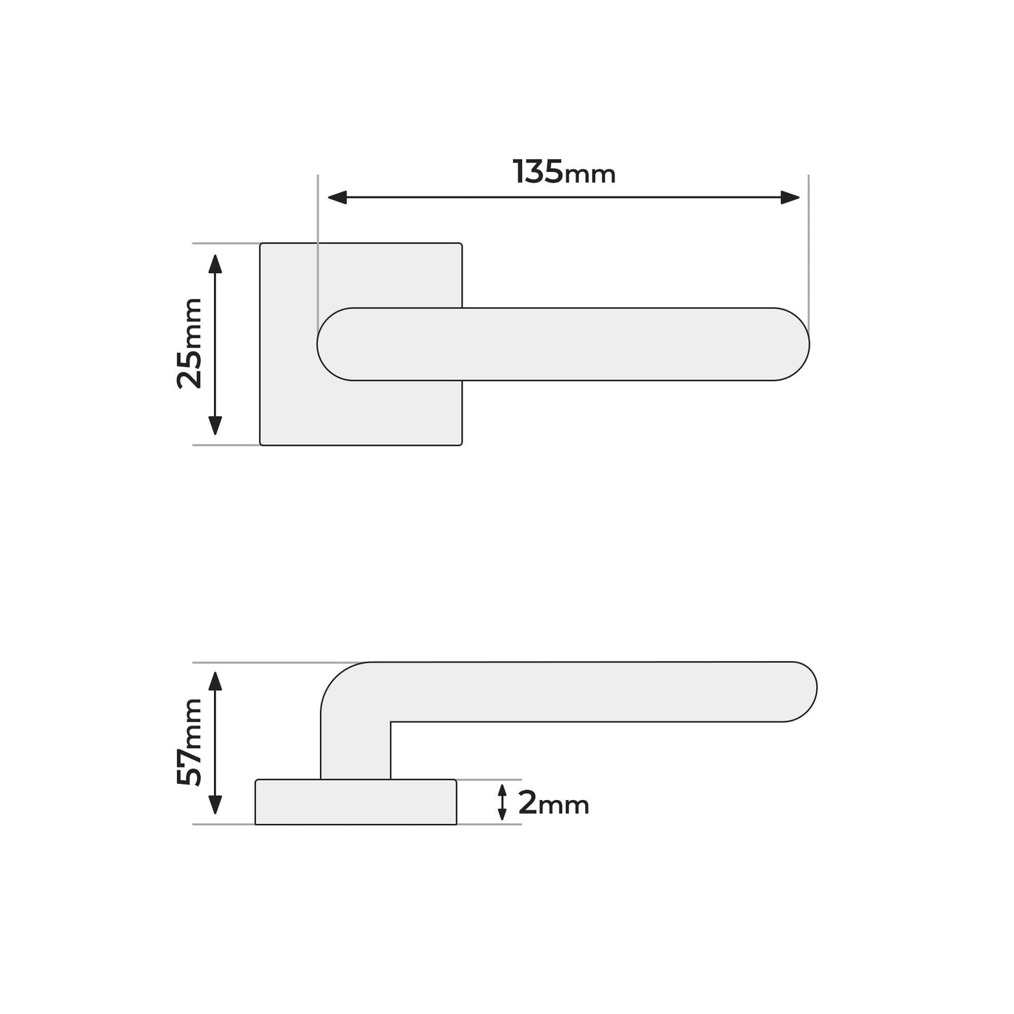 Studio Square Rose Slim Handle Pack - Satin Chrome (1351)