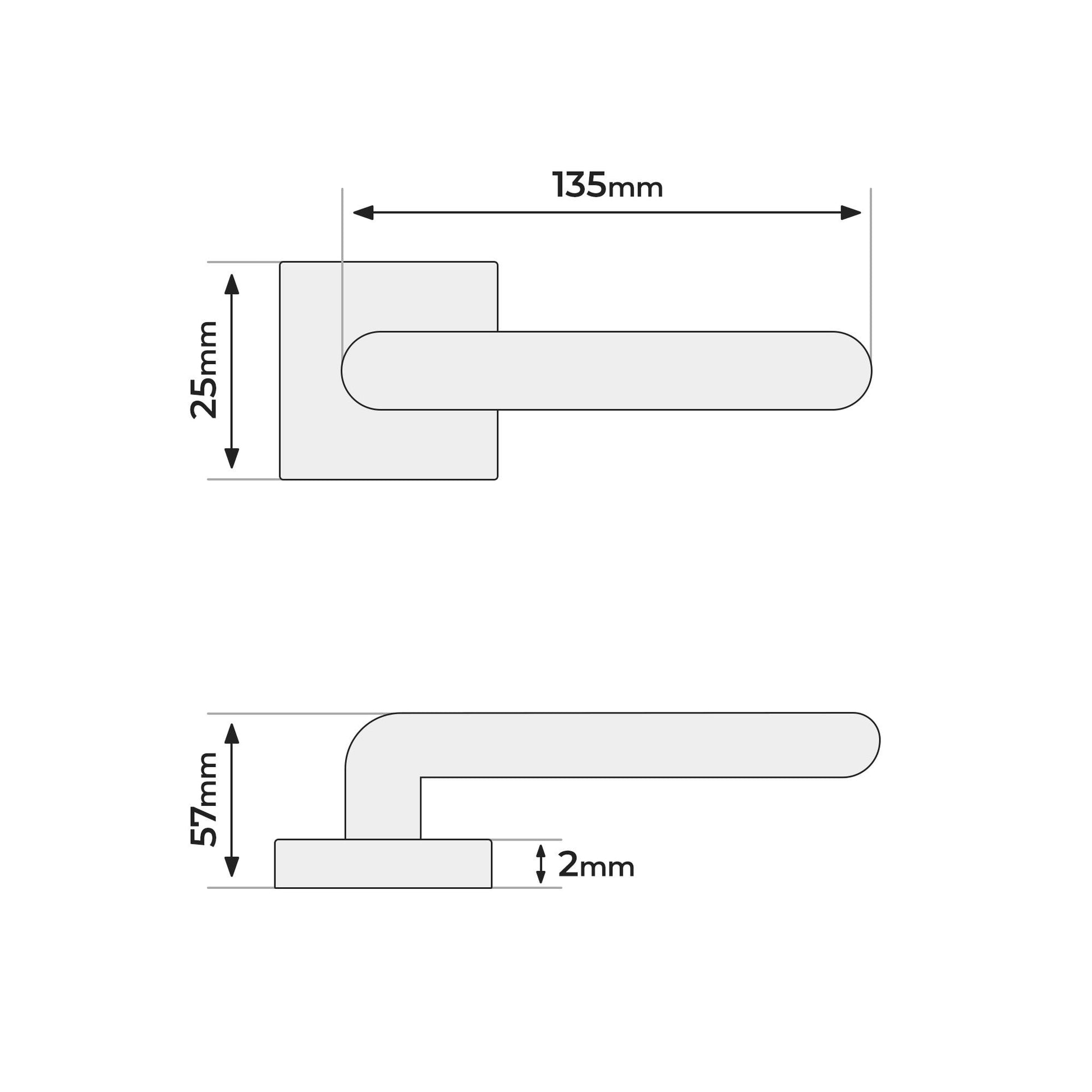 Studio Square Rose Slim Handle Pack - Satin Chrome (1351)