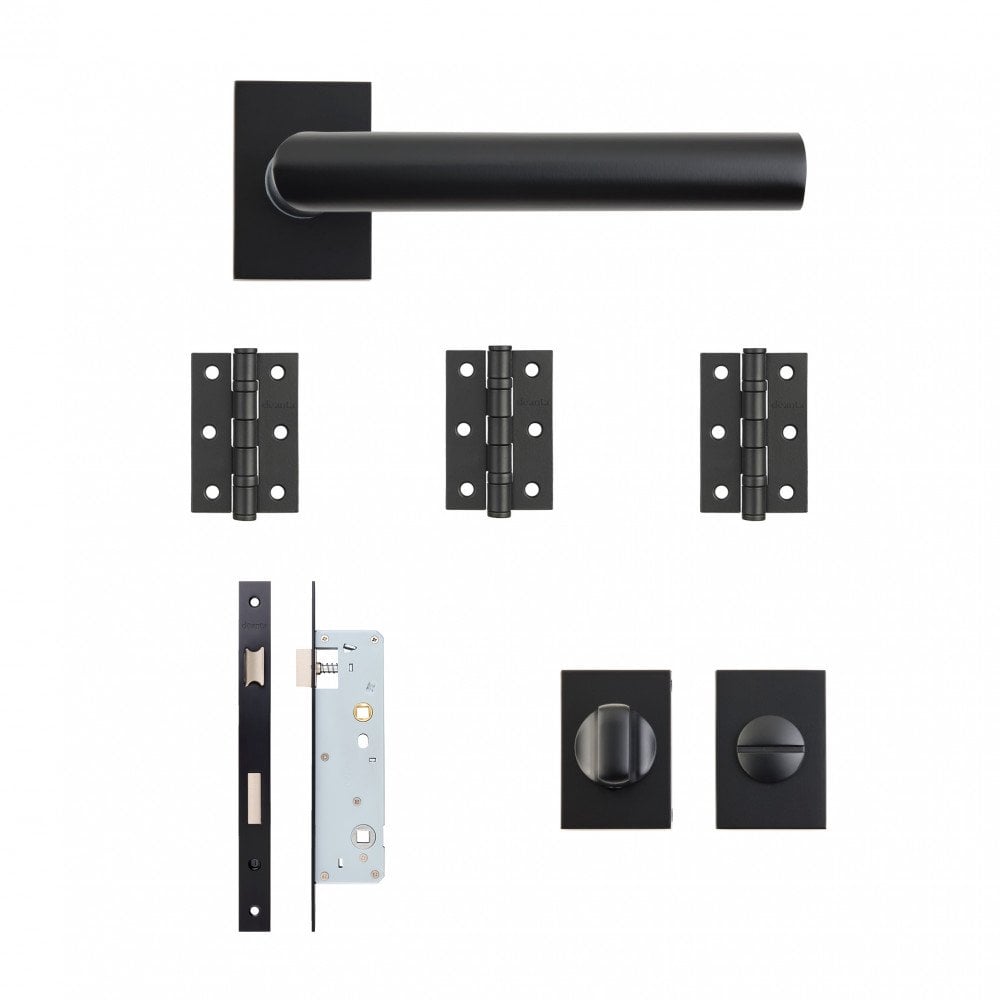 Ares Matt Black Square Rose Bathroom Handle Pack (115604)