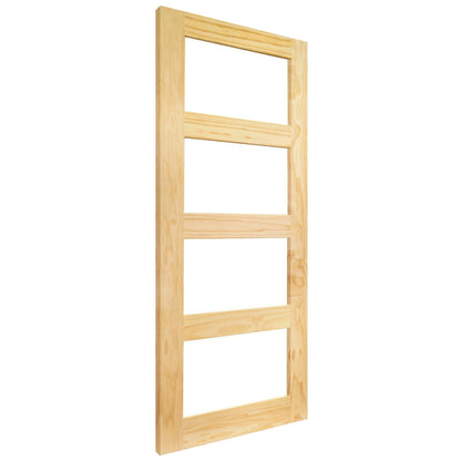 Clear Pine Internal Unfinished Shaker 4 Light Clear Glass Door (93645)