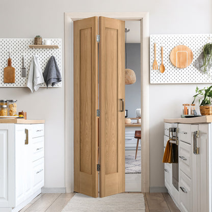 Oak Internal Unfinished Bi-fold Pattern 10 2 Panel Door (108135)