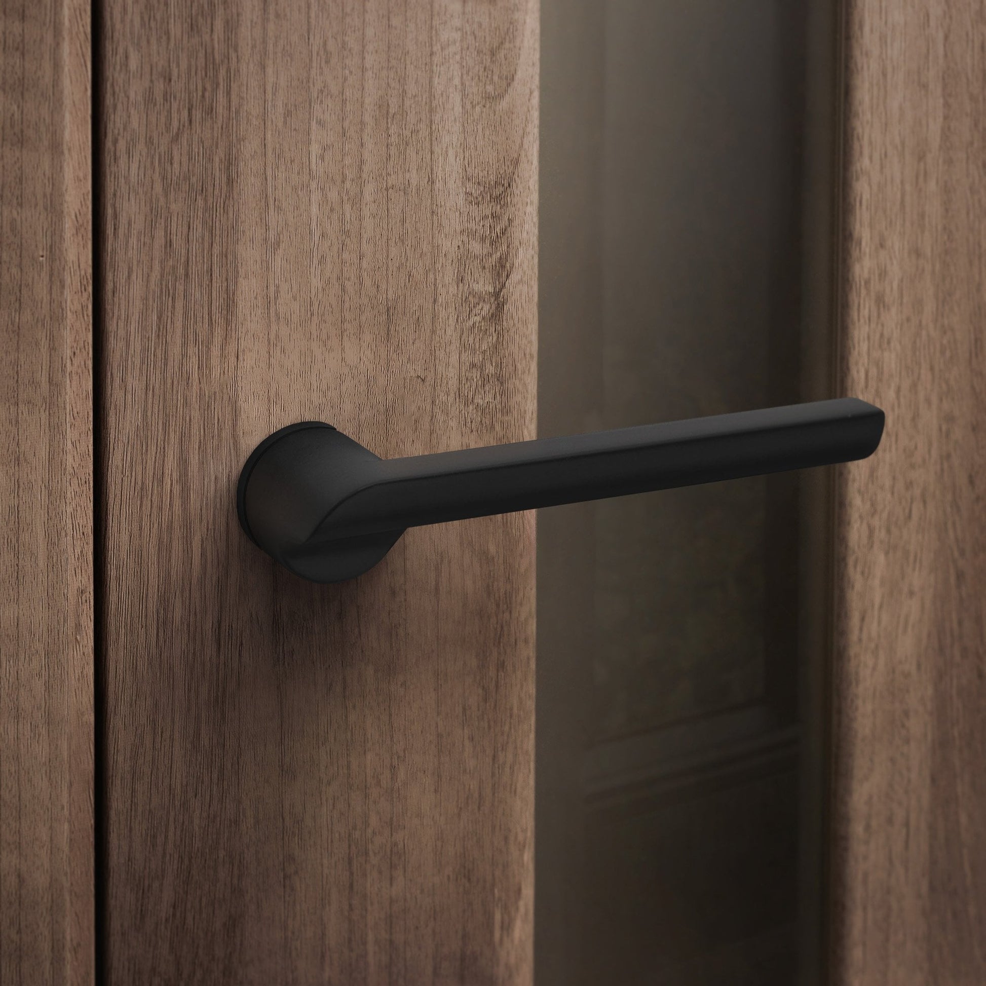 Studio Industrial Round Rose Lever Door Handle Set - Matt Black (307043)