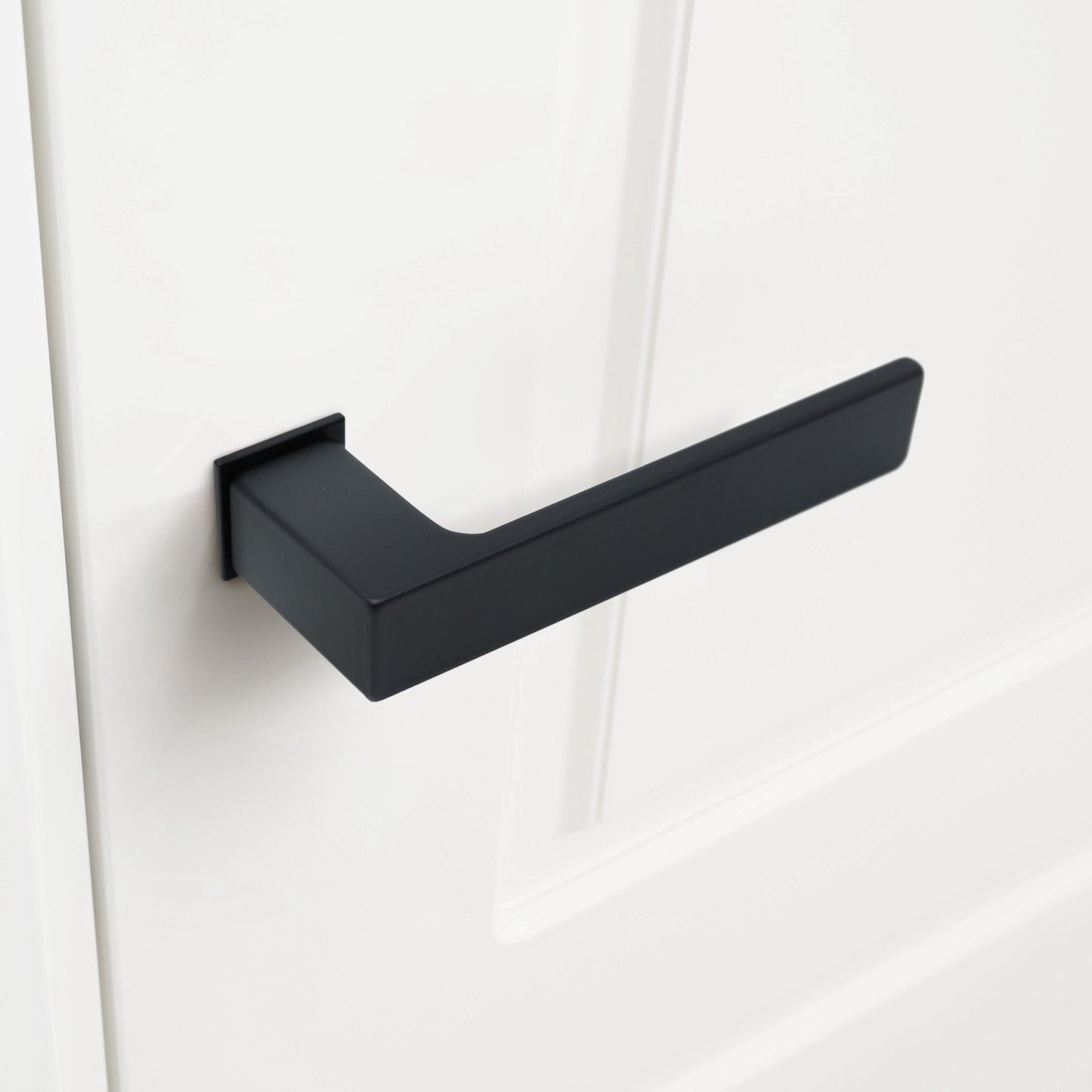 Studio Industrial Square Rose Lever Door Handle Set - Matt Black (307041)