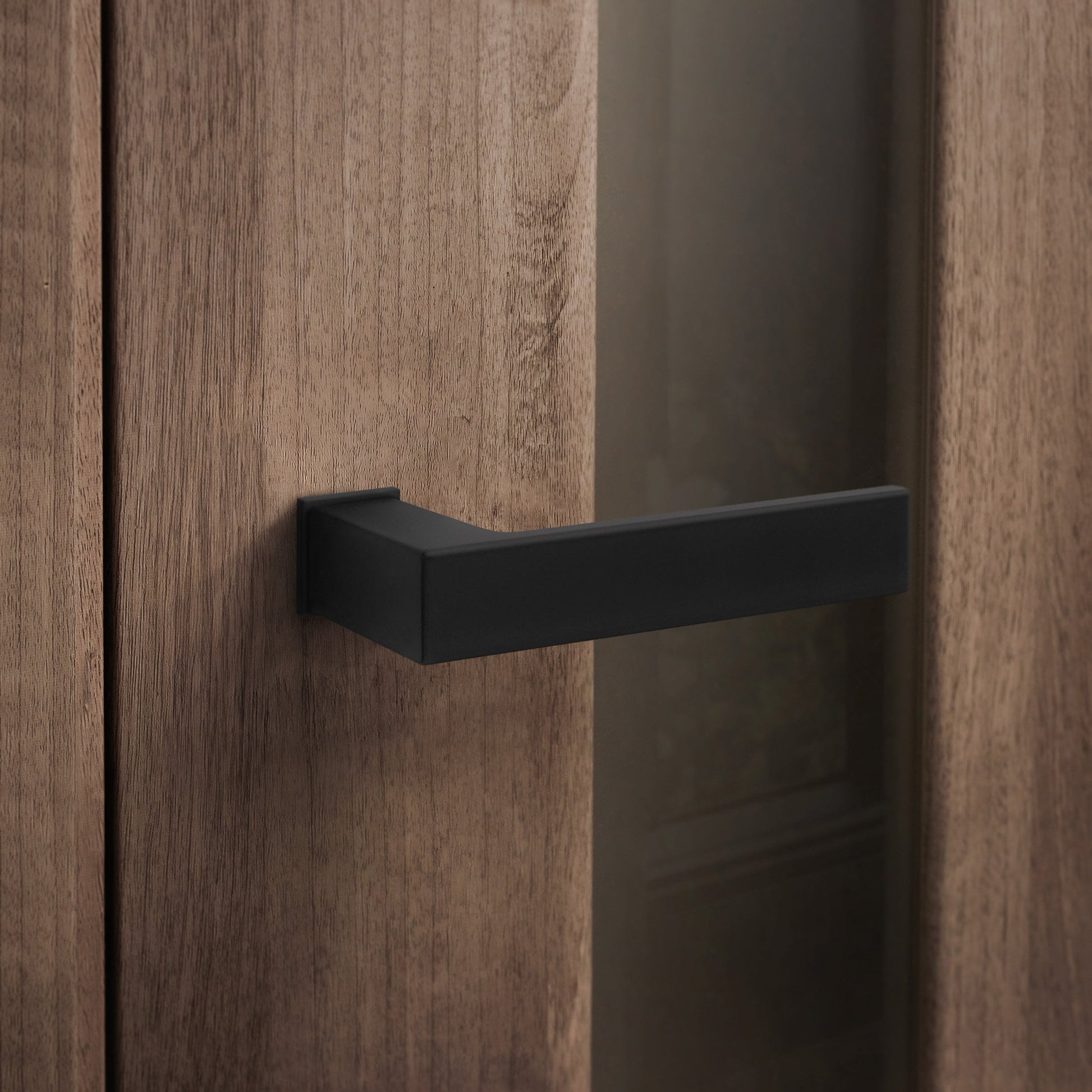 Studio Industrial Square Rose Lever Door Handle Set - Matt Black (307041)