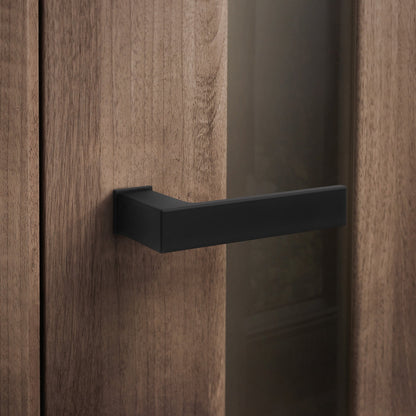 Studio Industrial Square Rose Lever Door Handle Set - Matt Black (307041)