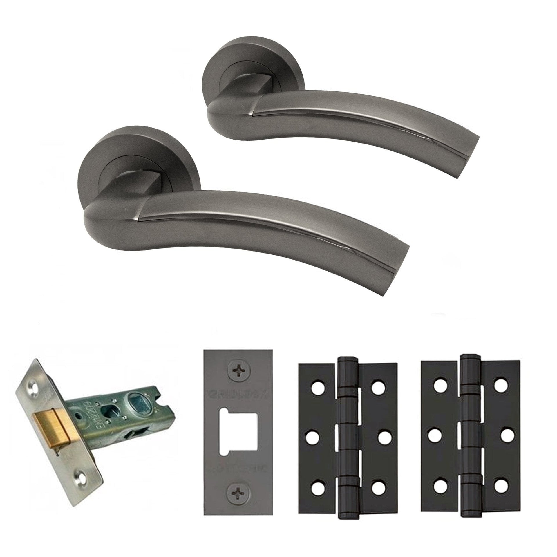 Jade Internal Lever Handle On Round Rose Handle Set Gun Metal