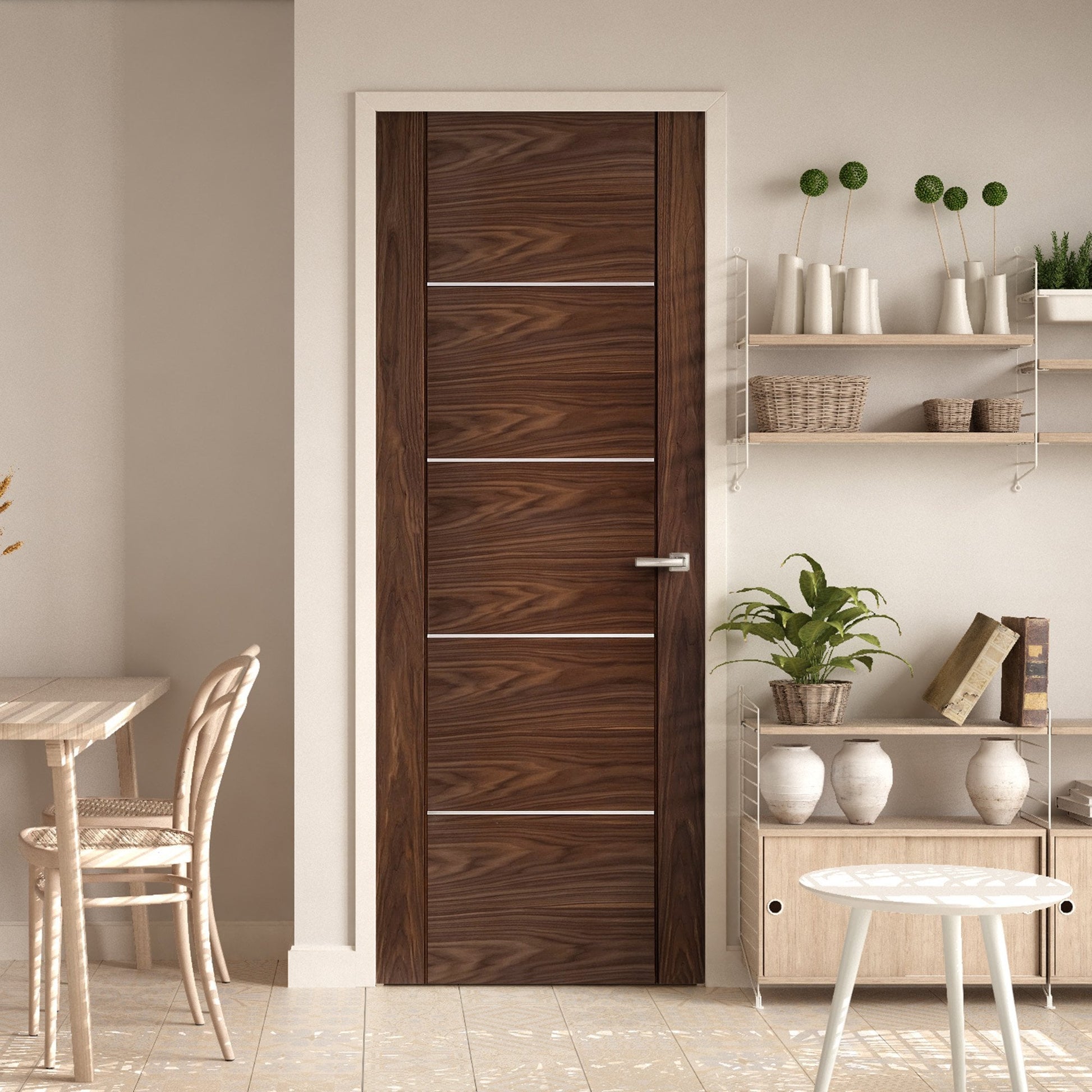 Internal Walnut  Fully Finished Venice 5 Panel Door (117112)