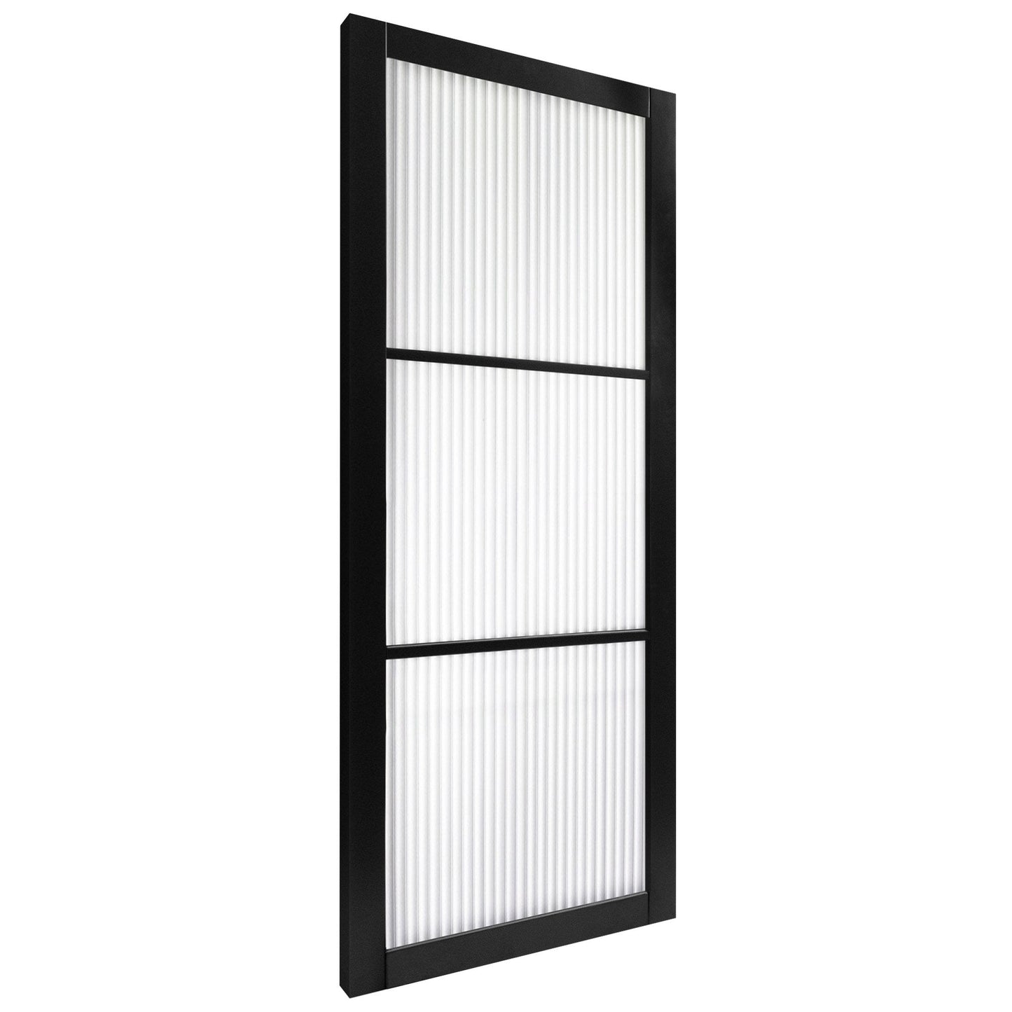 Internal Primed Industrial 2.0 Lifestyle 3 Light Reeded Glass Door (119738)