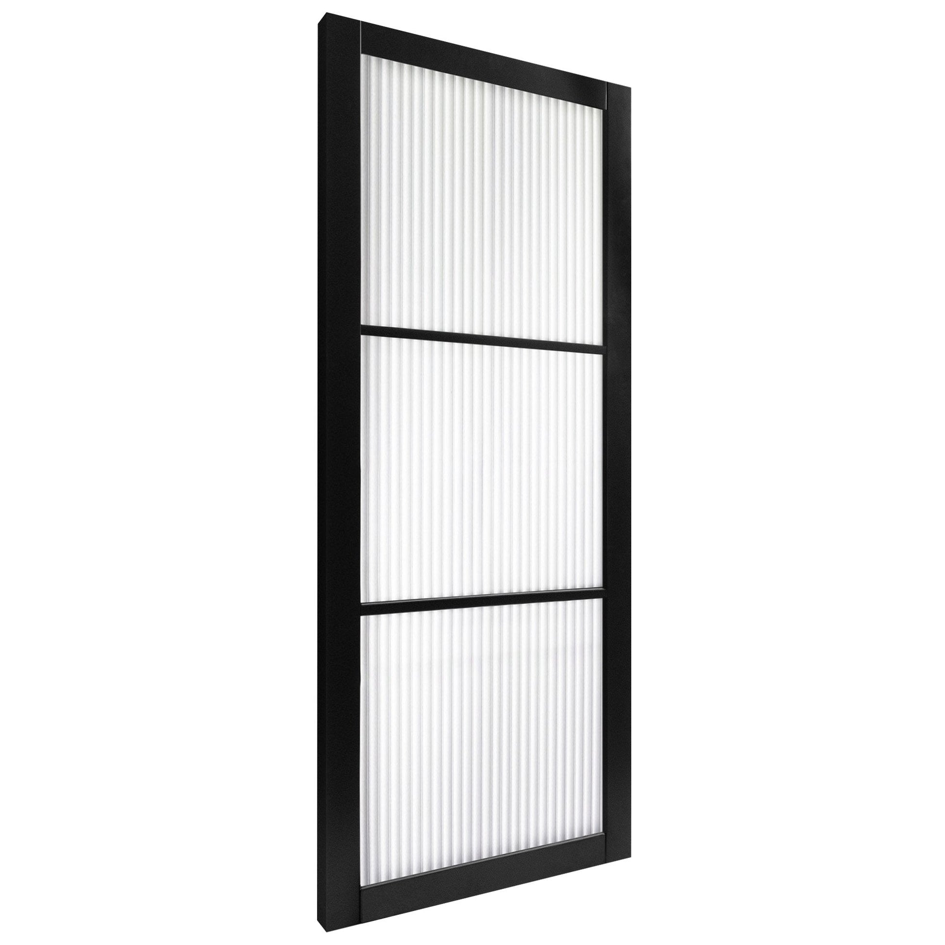 Internal Primed Industrial 2.0 Lifestyle 3 Light Reeded Glass Door (119738)