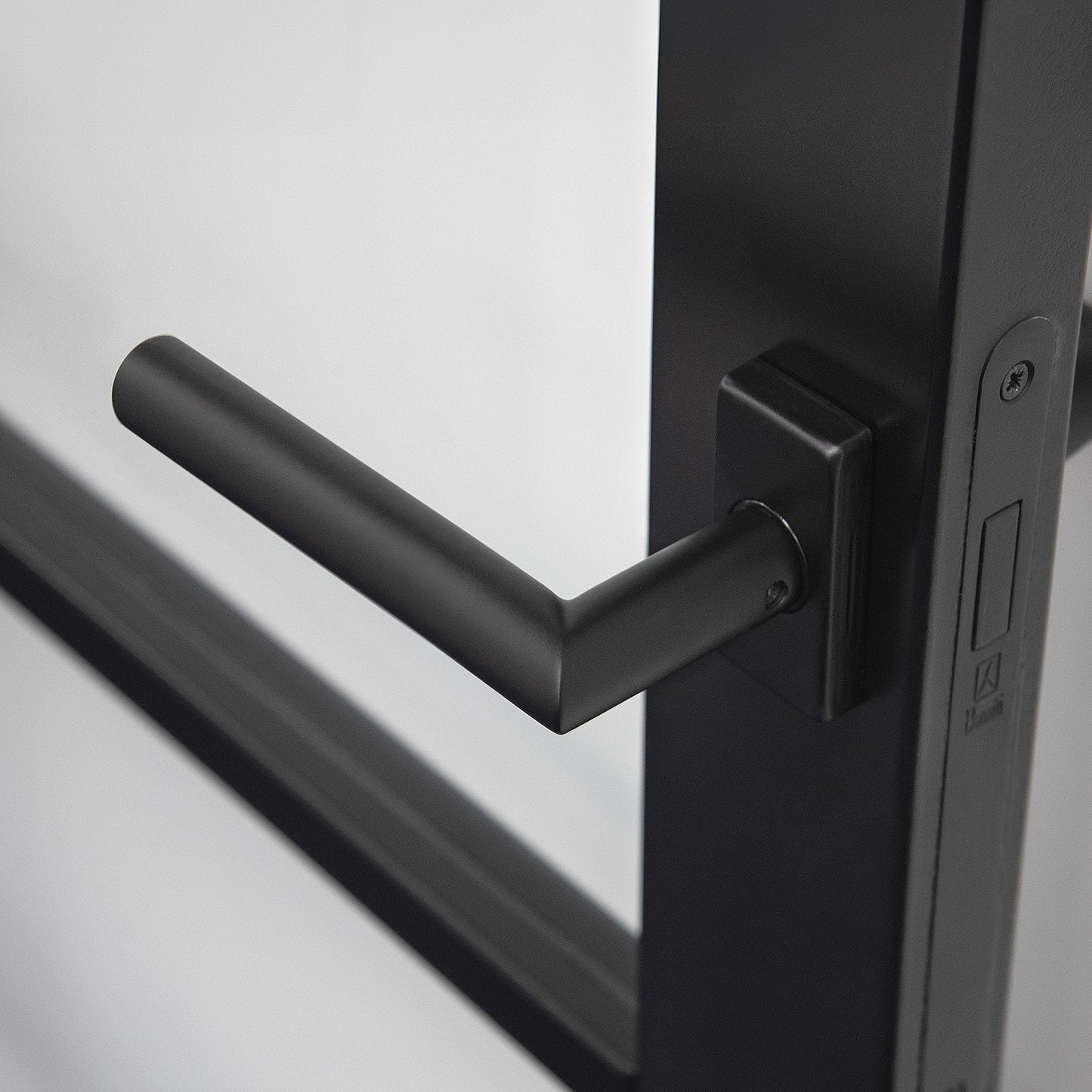 Studio Industrial Round Rose Lever Door Handle Set - Matt Black (324762)