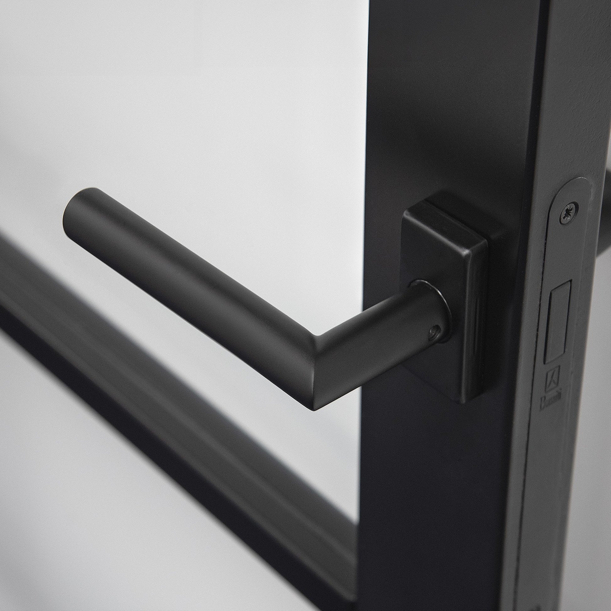 Studio Industrial Round Rose Lever Door Handle Set - Matt Black (324762)