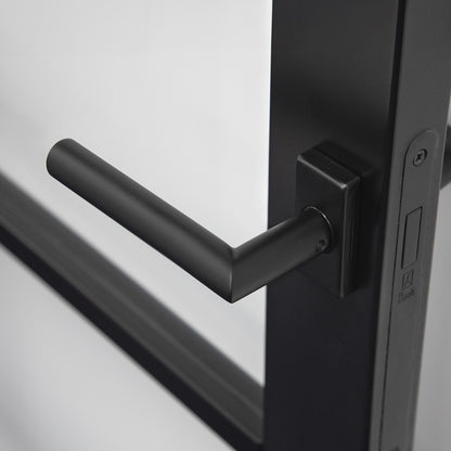 Studio Industrial Round Rose Lever Door Handle Set - Matt Black (324762)