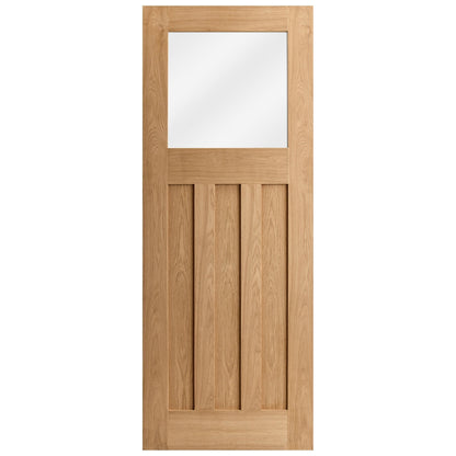 Oak Internal Unfinished 1930's DX 3 Panel 1 Light Obscure Glass Made-to-Measure Door (120456)