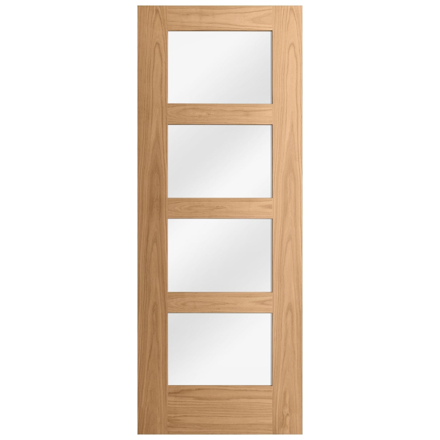 Oak Internal Unfinished Shaker 4 Light Clear Glass Made-to-Measure Door (120467)