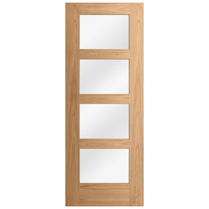 Oak Internal Unfinished Shaker 4 Light Clear Glass Made-to-Measure Door (120467)
