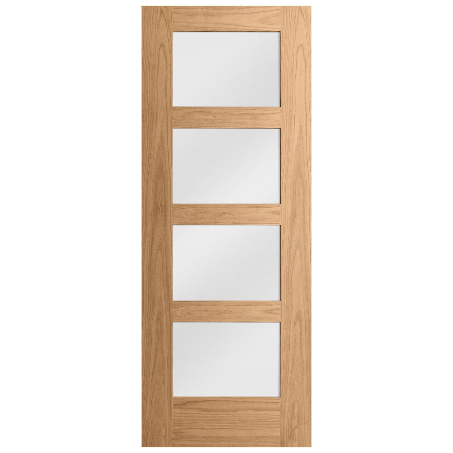 Oak Internal Unfinished Shaker 4 Light Obscure Glass Made-to-Measure Door (120468)
