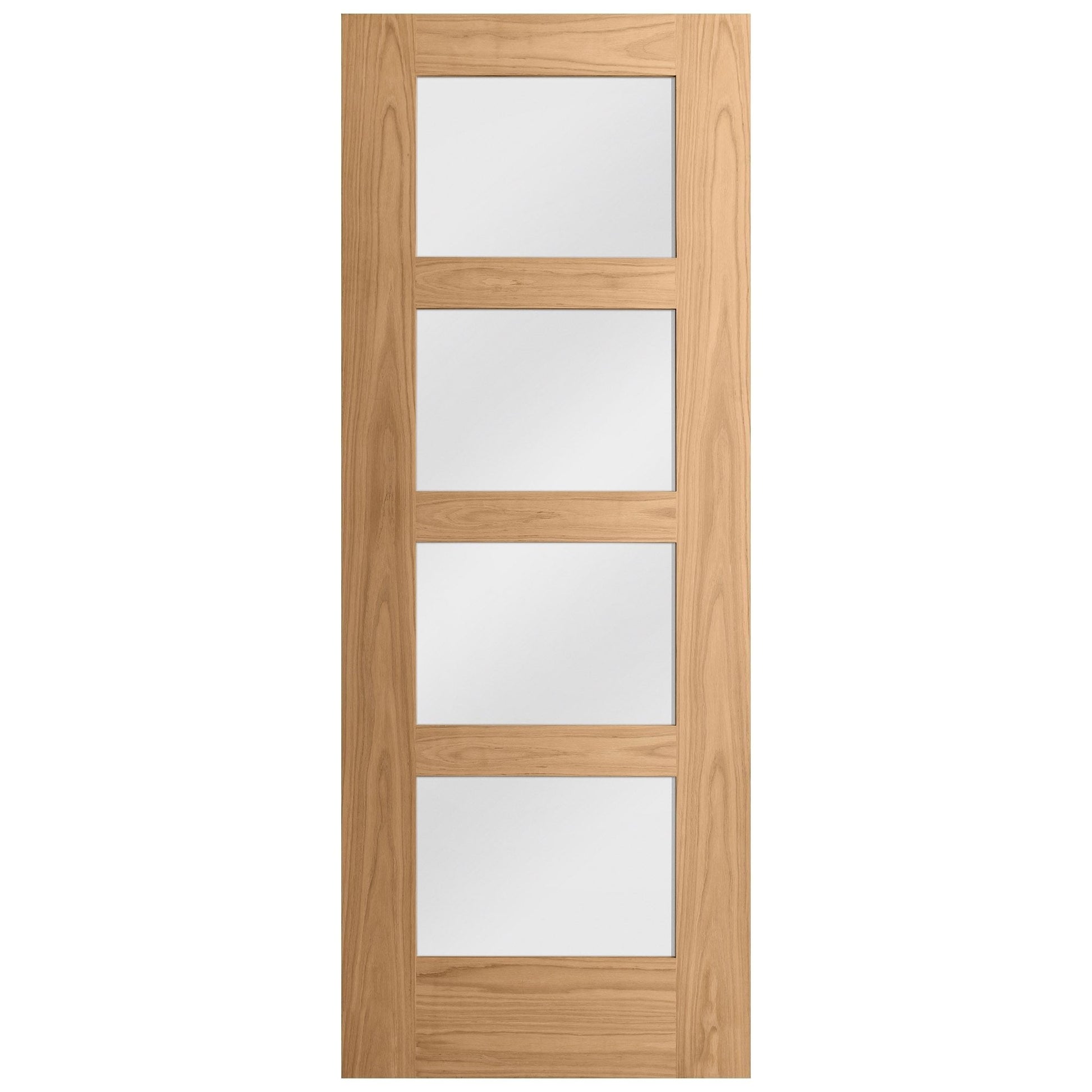 Oak Internal Unfinished Shaker 4 Light Obscure Glass Made-to-Measure Door (120468)