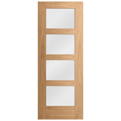 Oak Internal Unfinished Shaker 4 Light Obscure Glass Made-to-Measure Door (120468)
