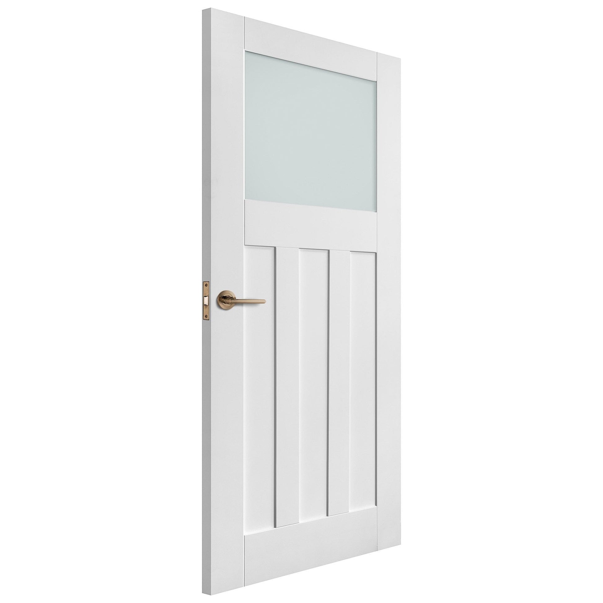 White Internal Primed 1930's DX 3 Panel 1 Light Obscure Glass Made-to-Measure Door (120492)