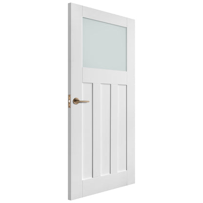 White Internal Primed 1930's DX 3 Panel 1 Light Obscure Glass Made-to-Measure Door (120492)