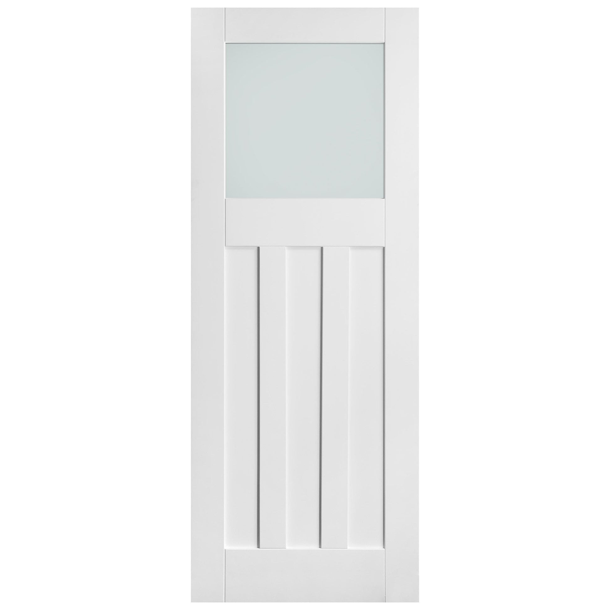 White Internal Primed 1930's DX 3 Panel 1 Light Obscure Glass Made-to-Measure Door (120492)