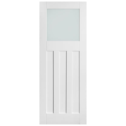 White Internal Primed 1930's DX 3 Panel 1 Light Obscure Glass Made-to-Measure Door (120492)