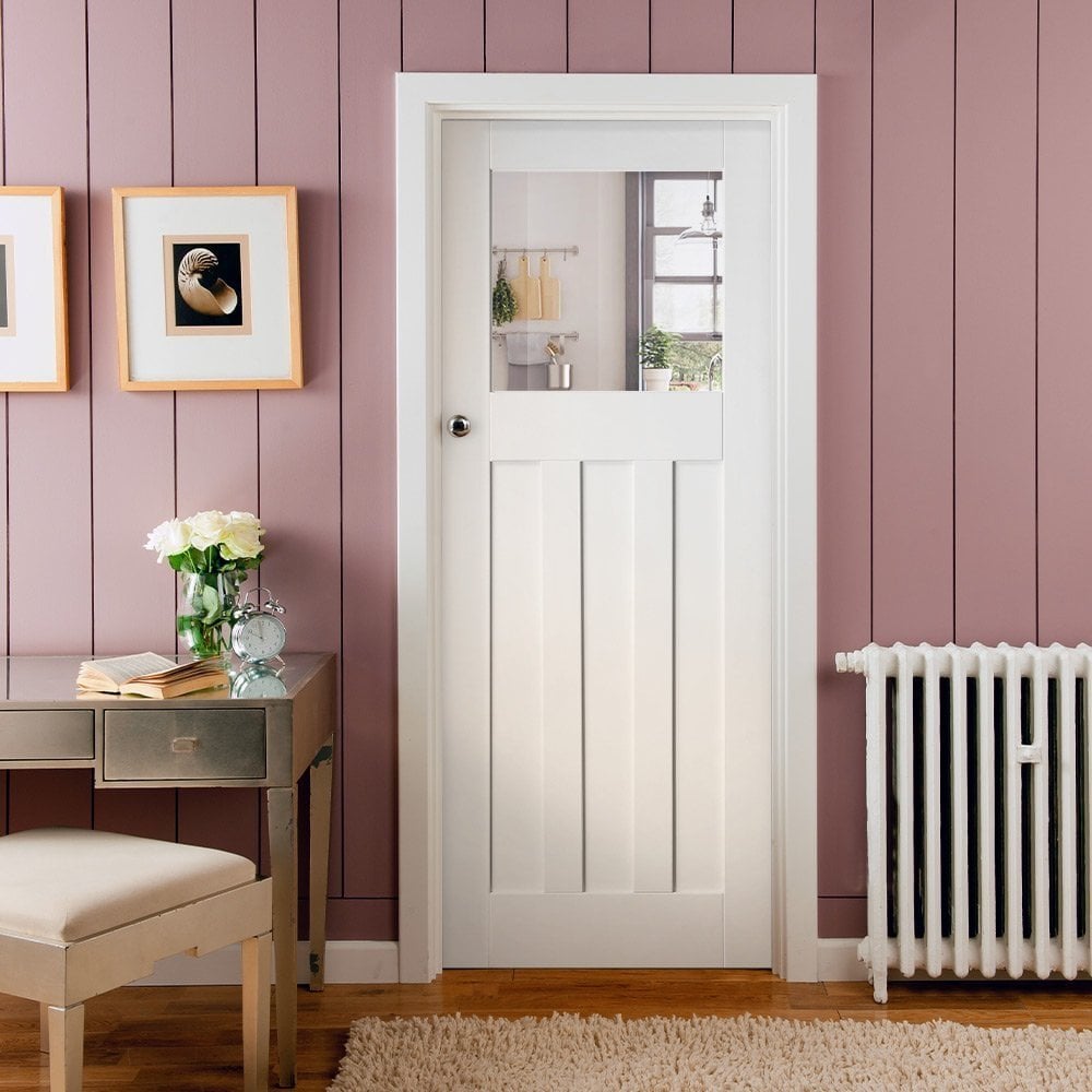 White Internal Primed DX 1930's Clear Glass Made-to-Measure Door (120494)