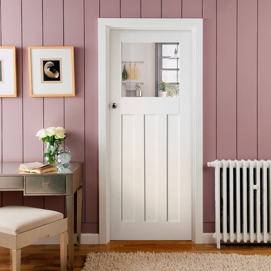 White Internal Primed DX 1930's Clear Glass Made-to-Measure Door (120494)