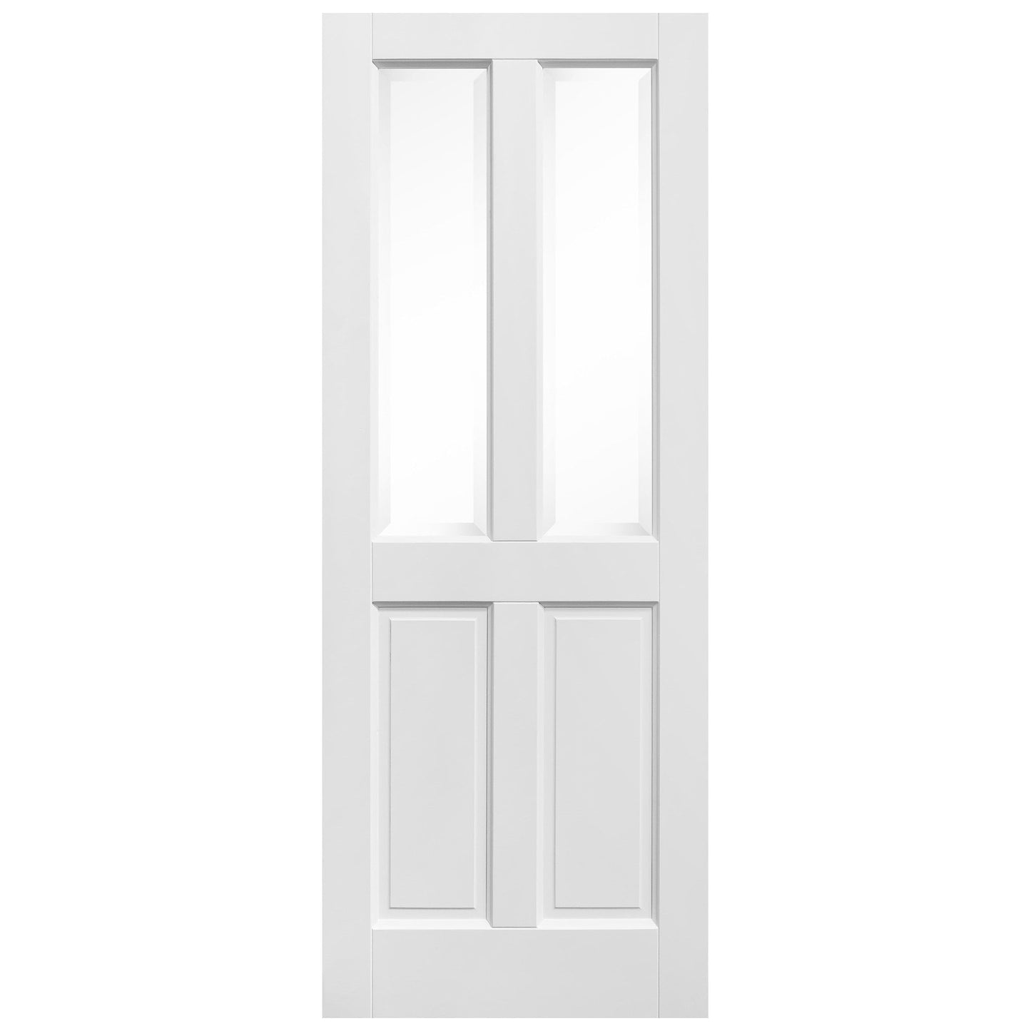 White Internal Primed Berkeley 4 Panel 2 Light Clear Bevelled Glass Made-to-Measure Door (120502)