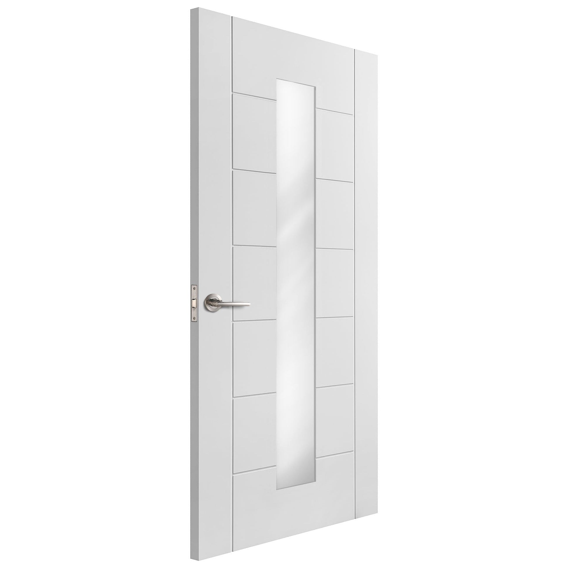 White Internal Primed Pedrena 7 Panel 1 Light Clear Glass Made-to-Measure Door (120519)