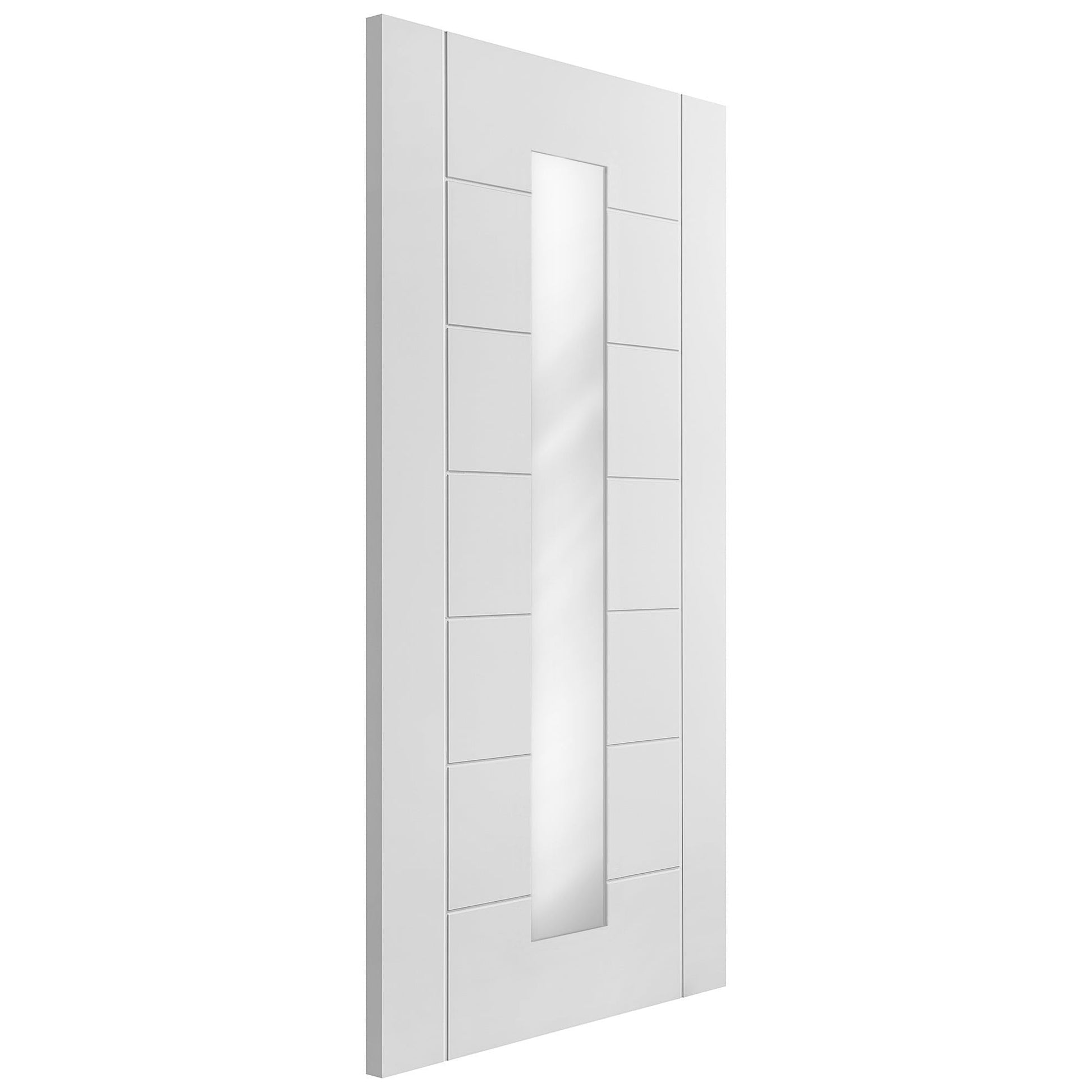 White Internal Primed Pedrena 7 Panel 1 Light Clear Glass Made-to-Measure Door (120519)