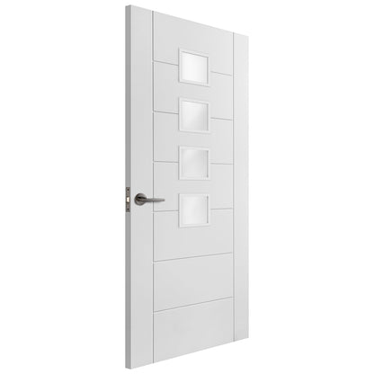 White Internal Primed Pedrena 7 Panel 4 Light Obscure Glass Made-to-Measure Door (120520)