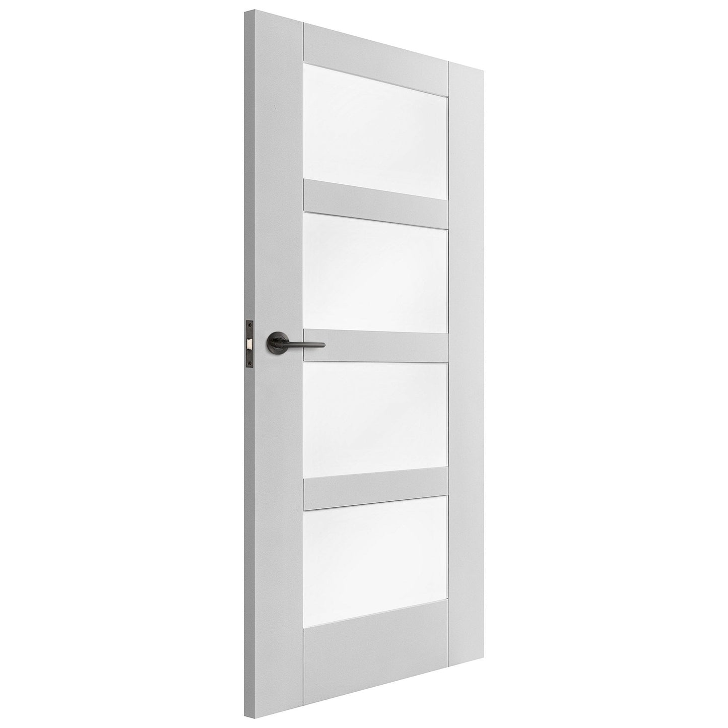 White Internal Primed Shaker 4 Light Obscure Glass Made-to-Measure Door (120523)