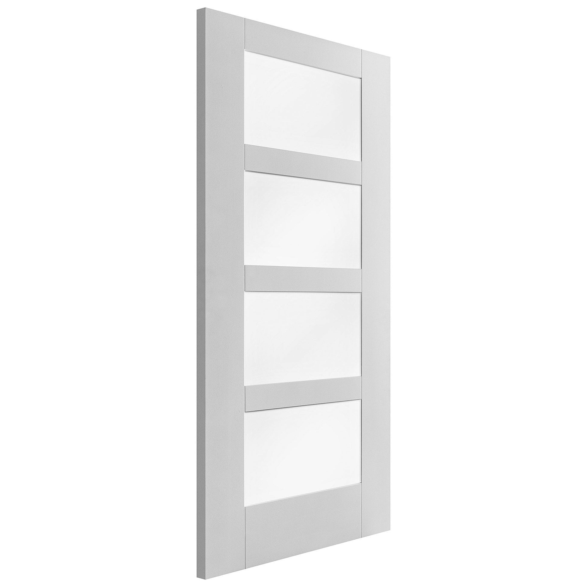 White Internal Primed Shaker 4 Light Obscure Glass Made-to-Measure Door (120523)