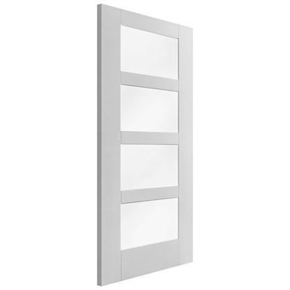 White Internal Primed Shaker 4 Light Obscure Glass Made-to-Measure Door (120523)