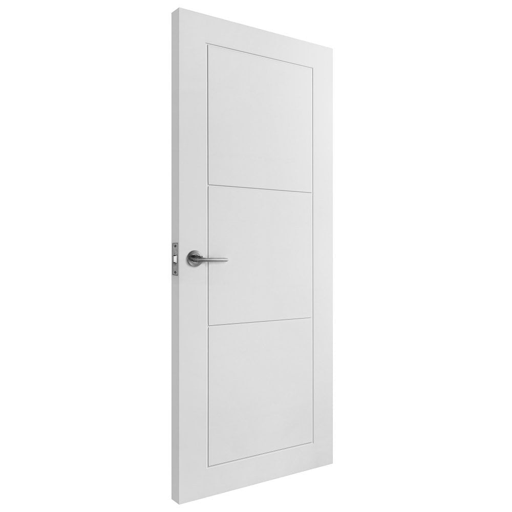 White Internal Primed Temple 3 Panel Made-to-Measure Door (120526)