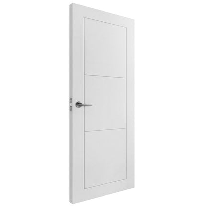 White Internal Primed Temple 3 Panel Made-to-Measure Door (120526)